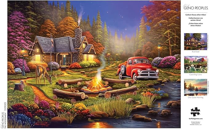 Buffalo Games - 1000 Piece Jigsaw Puzzle - Cabin in the Woods - Fall Evening Challenging Puzzles for Adults and Families