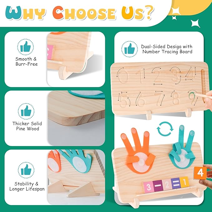 Hirger 2 in 1 Preschool Learning Toys for Toddlers 2-4, Educational Math Manipulatives Number Counting Blocks for Kids, Montessori Toy for 3 4 5 6 Year Old Boys Girls Birthday Gifts