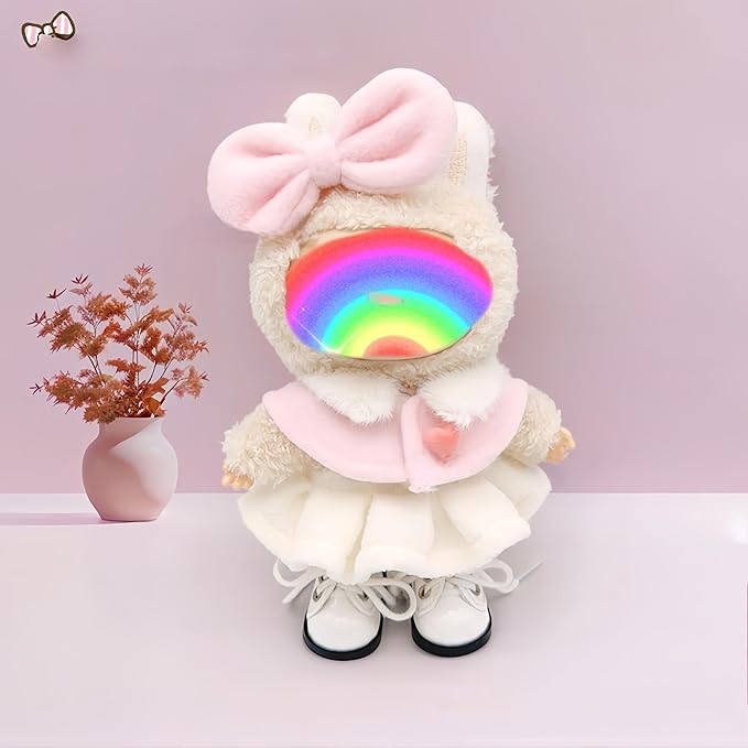 Clothes for 6.7" / 17cm Doll – Premium LABUBU Pink Overalls Outfit with Miniature Accessories (Doll Not Included)