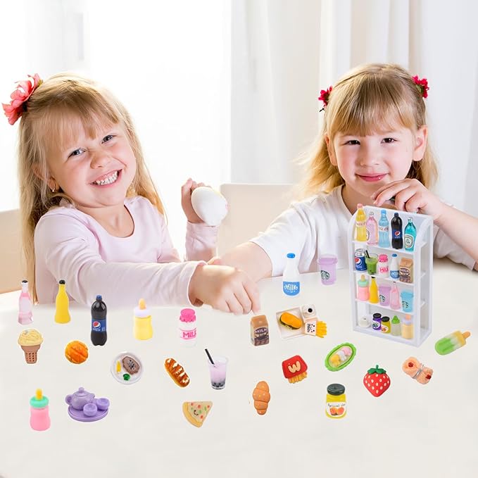 MUYIZI 100Pcs Miniature Foods Mini Food Miniature Doll House Accessories Small Resin Doll Food Dollhouse Food Set for Pretend Play Kitchen