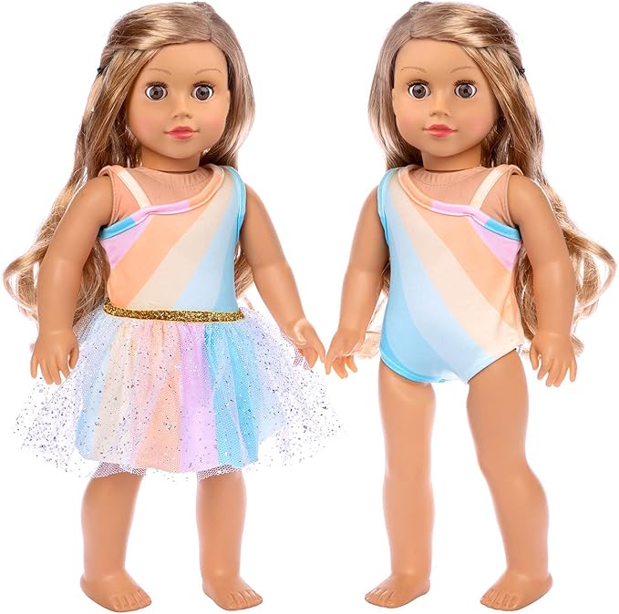 ZITA ELEMENT 11 Pcs American Doll Clothes Dress and Accessories for 18 inch Doll - 5 Sets Outfits + 2 Pairs Random Style Shoes