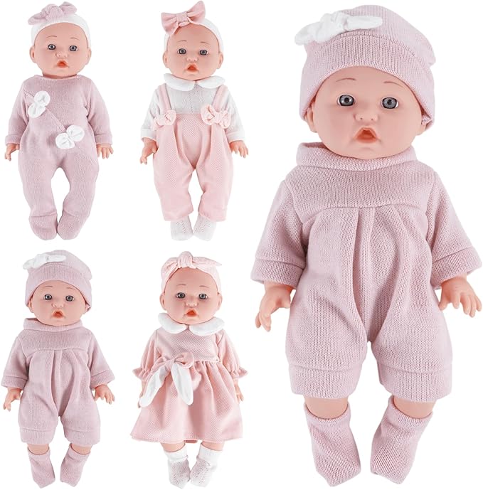 12 inch Doll Clothes and Accessories for 10 11 12 inch Dolls, 4-Packs Reborn Doll Clothes Outfit with Headband Hat Socks (Not Include Doll)