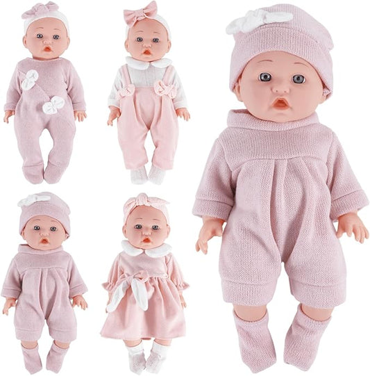 12 inch Doll Clothes and Accessories for 10 11 12 inch Dolls, 4-Packs Reborn Doll Clothes Outfit with Headband Hat Socks (Not Include Doll)