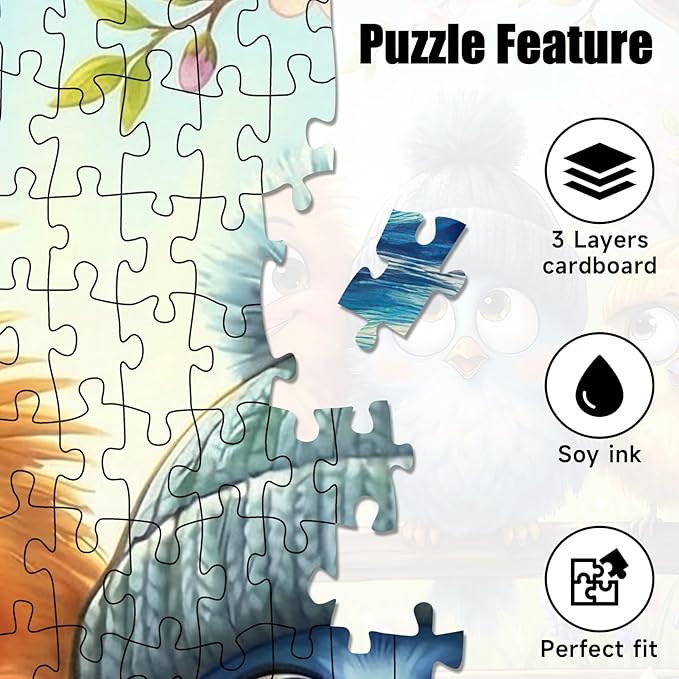 1000 Piece Jigsaw Puzzle for Adults, Cute Bird Animal Pattern, Back with Letters, Ideal for Home Decor & Puzzle Lover Gifts