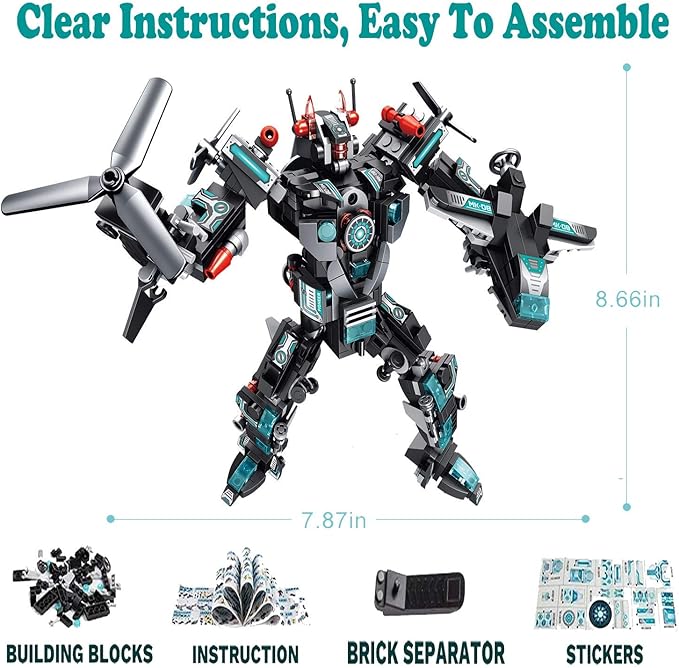 MOONTOY 577PCS STEM Robot Building Toys Set 25-in-1 Engineering Kit Building Blocks Bricks Construction Vehicles Educational Christmas Birthday Gifts for Kids Boys Girls 5 6 7 8 9 10 11 12+ Year Old