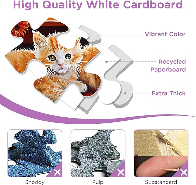 500 Pieces Jigsaw Puzzles for Adults, Cat Flower Truck Jigsaw Puzzles 500 Piece for Adults Seniors, Recycled Paper 500 Pieces Puzzle as Home Decor, Sturdy Puzzle Challenging Family Game Great Gift