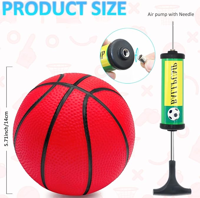 18Pcs 5" Mini Basketball Balls Bulk Small Basketballs Set, PVC Small Basketball for Over The Door Hoop Games Party Favors Indoor Outdoor Play Adults Kids Pool Beach Colorful