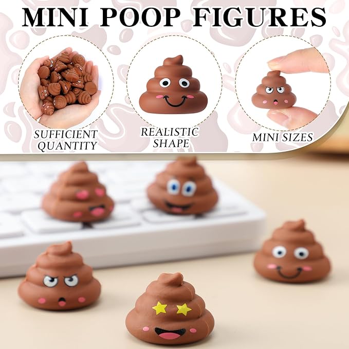 25 Pcs Mini Poop Figurines 5 Styles Tiny Poo Toys Brown Small Fake Poop Figures for Easter Egg Fillers Prank Hide Seek Goodie Bags Piñata Stuffers Party Supplies Gifts
