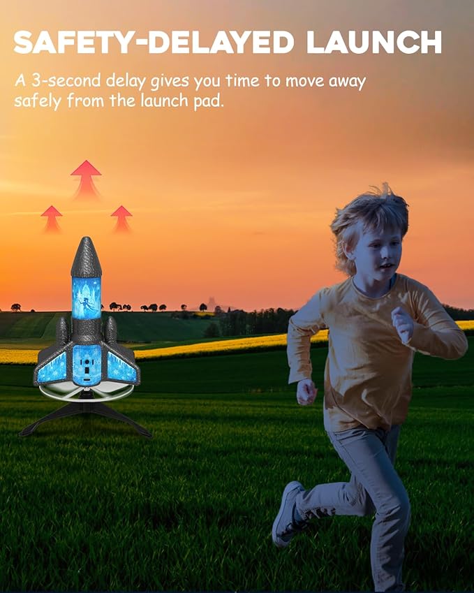 Rocket Launcher for Kids – 2nd Gen Upgraded Design, Electric Auto Launch, 200ft Flight with Safe Parachute, Outdoor Rocket Toy for Boys & Girls, Birthday Gift for Ages 8-13, Frozen Pattern (Snow Girl)