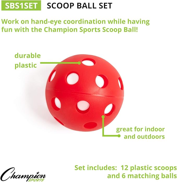 Champion Sports Scoop Ball & Catch Games – Lightweight Plastic Toss & Catch Sets for All Ages