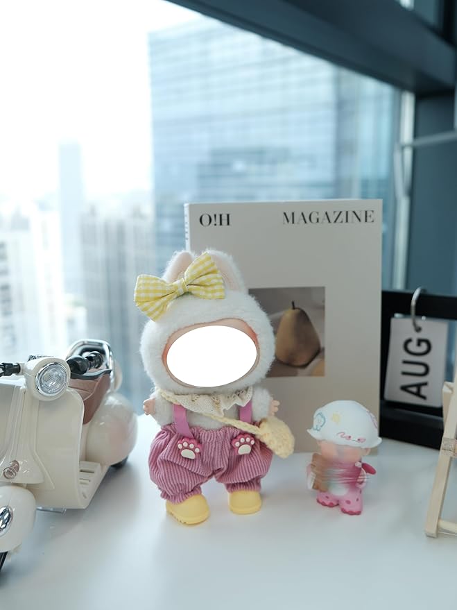 Clothes for 17cm Doll, 5 pcs Set Doll's Outfits Luxury Dress Pants Bow Headpieces Shoes Crechet Bag Accessories Fashion Stylish Adorable Dolls Clothes (No Doll) (Cute Doggy Pink)