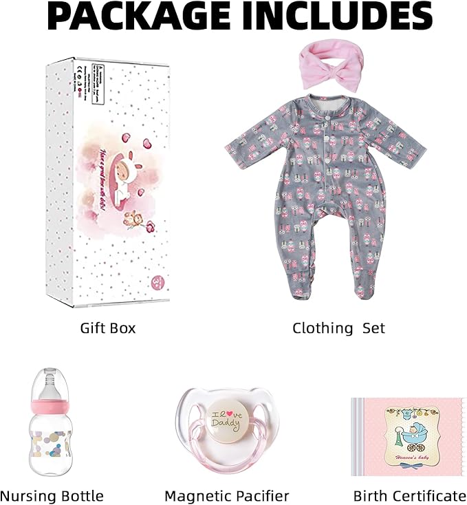 KSBD Lifelike Reborn Baby Girl - 18 inch Realistic Baby Girl Real Life Newborn Baby Dolls, Handmade Anatomically Correct Real Baby Dolls Gift Set for Kids Age 3 +