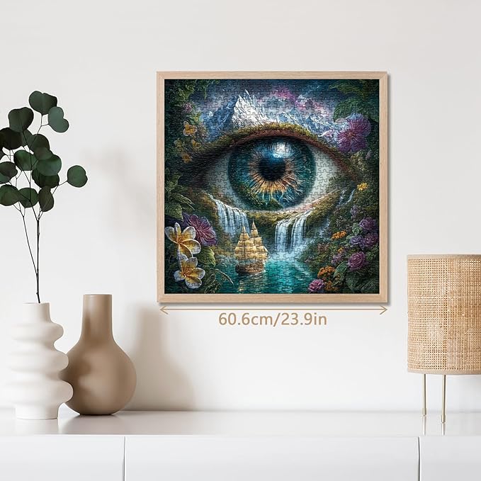 Colorful Nature Eye Puzzles for Adults 1000 Pieces Art, Fun Flower Plant Tree Landscape Jigsaw Puzzles, Beautiful Lake Sailboat Scenic Puzzle