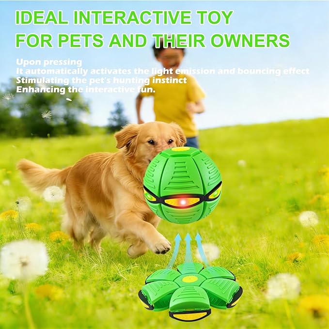 Magic Meta Ball Pop Up Bouncing Balls with 6 Light – Dual-Form Bouncy Toy Light Up Transforming Pop Up Ball for Indoor Outdoor Activities & Parent-Child Interaction Play (Green)