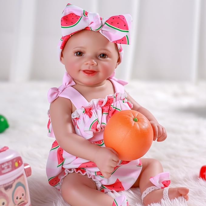 BABESIDE Lifelike Reborn Baby Dolls Sunny - 17Inch Realistic-Newborn Baby Doll Girl with Soft Vinyl Full Body, Smiling Poseable Real Life Baby Dolls with Complete Accessories for Kids Age 3+