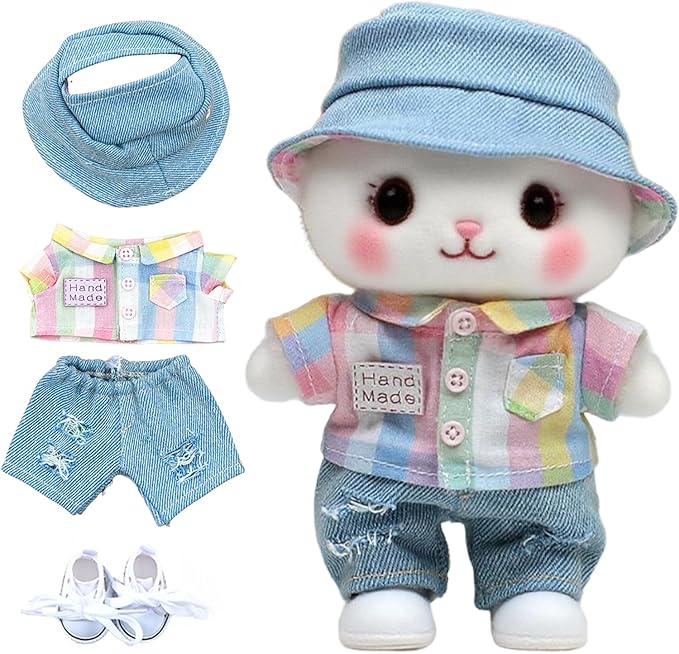 17cm Doll Clothes - 4 Set 17cm Doll Outfit & Accessories,17cm Doll Daily Set,hat+Clothes+Pants+Shoes(Style-b (No Doll))