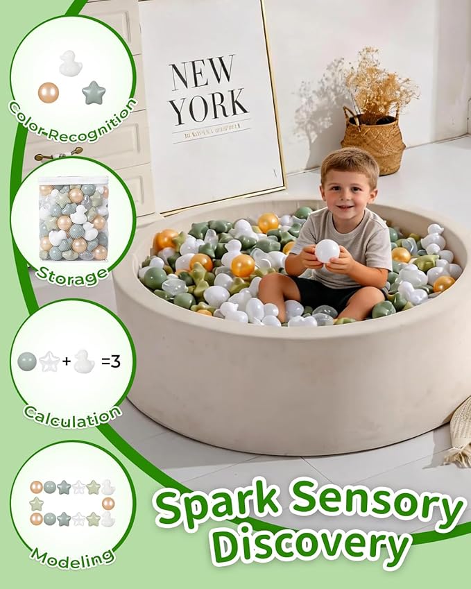 TRENDPLAY Ball Pit Balls Shapes Pastel, Duck Star Shape Non Toxic for Toddlers Kids Baby Girls Boys Dogs Soft Play,Party, 50 100 200
