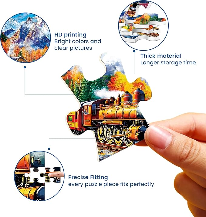 500 Piece Puzzle for Adults,Mountain Train Puzzles for Adults Elderly,Recycled Cardboard Winter Landscape Puzzles 500 Piece,Challenging Family Game Great Gift for Friends,20.5 x 15 in
