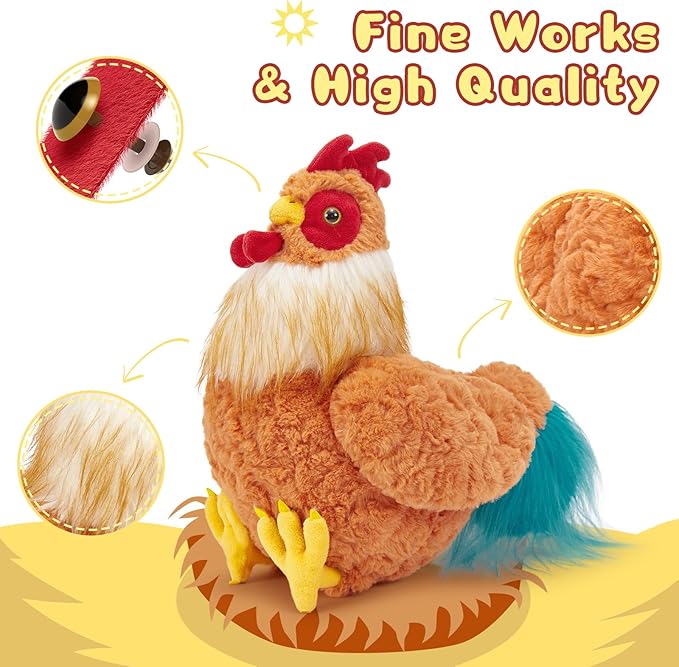 Tezituor Giant Easter Chicken Stuffed Animal, Cuddly Realistic Big Chicken Plush Toy, Large Rooster Stuffed Animals,18 Inch Soft Rooster Stuffy Farm Chick Plushie Kids Girls Boys Christmas Birthday