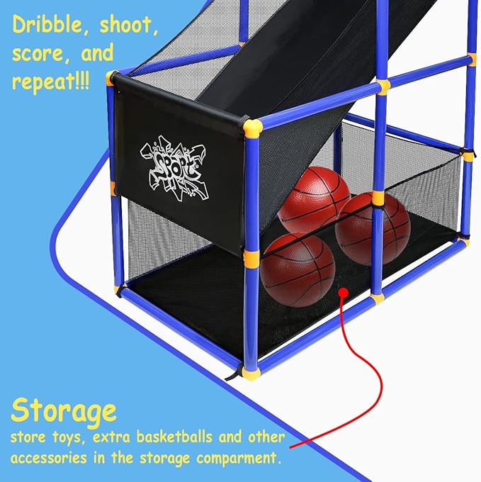Kiddie Play Toy Basketball Hoop Arcade Game Set with 4 Balls & Air Pump, Indoor Outdoors Sports Toys for Kids