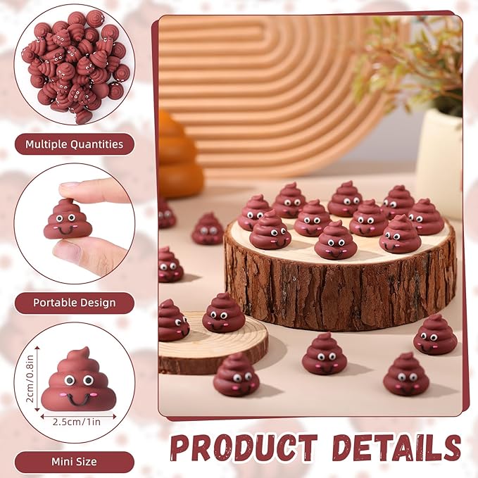 200 Pcs Mini Poop Figurine Tiny Statue Small Poop Figures Toys Fake Classic Brown Toys for Gift Bag Fillers Halloween Egg Fillers Prank Hide and Seek Props Party Supplies Gifts