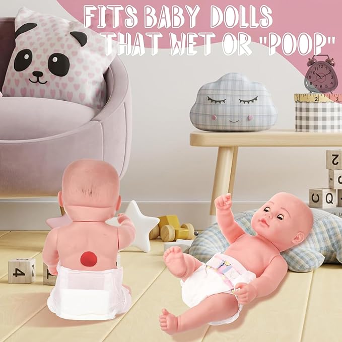 Libima 80 Pack Baby Doll Diapers Paper Reborn Doll Diapers Refill for 18-24 Inch Newborn Dolls Accessories Underwear Underpants, Ages 12 and Above, Dolls are Not Included