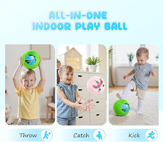 PlayZap Soft Ball for Toddlers & Babies - Small, Safe & Easy-to-Grip Kickball, Great Easter Basket Stuffer & First Birthday for Boys & Girls, Plush Indoor Soccer Toy for Ages 1-3 3-8