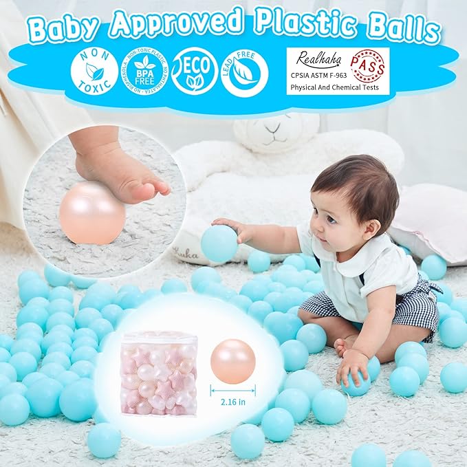 Realhaha Ball Pit Balls 50 100 200 500, Star Shapes for Babies Kids Playpen Plastic Balls for Babies Ball Pool Puppy Playballs