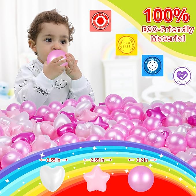 STARBOLO Star Ball Pit Balls for Ball Pits - 500pcs Plastic Toy Balls Phthalate Free BPA Free Crush Proof Play Balls Play Tent Pool Playhouse, Party Custom Friendship Banner Decoration.