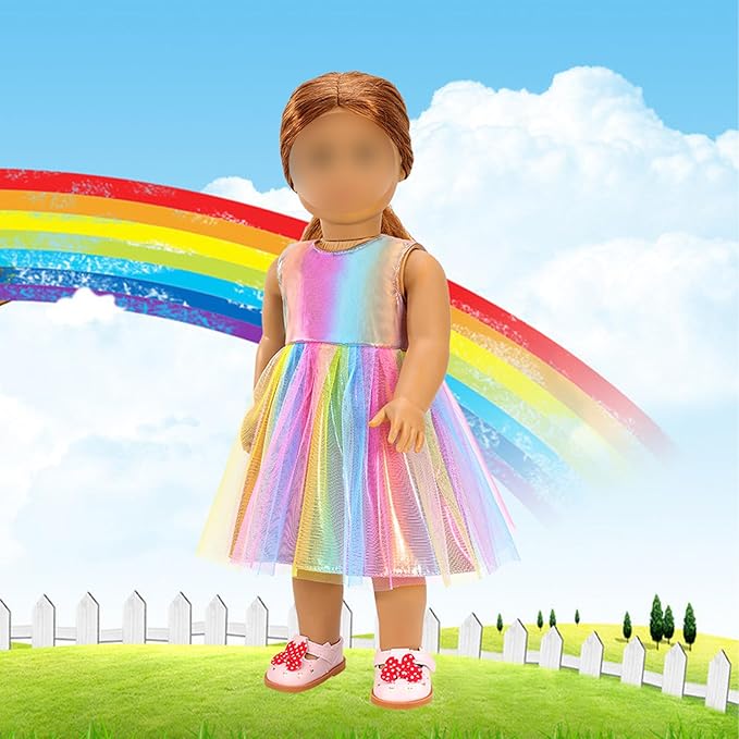 BARWA 18 inch Doll Clothes and Accessories 5 Sets Clothes Dress Outfits with 2 Pairs Shoes for 18 Inch Dolls