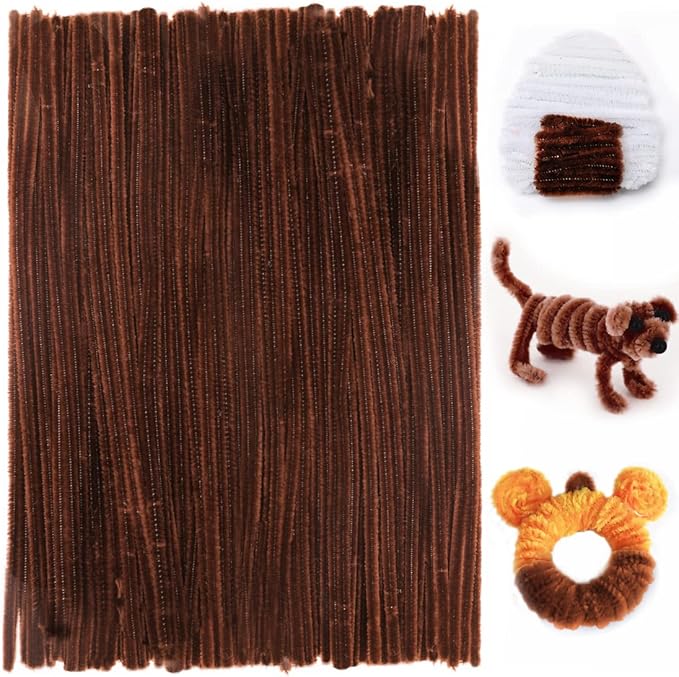 Praisebank Brown Pipe Cleaners for Crafts, 200pcs, Chenille Stems for DIY Projecets, Arts & Crafts Supplies for Festival Party Decorations