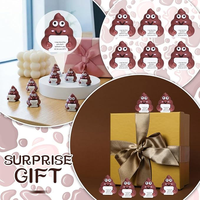 50 Pcs Positive Mini Poop Figurines Tiny Poo Statue Small Positive Fake Poop Figures for Hide and Seek Prank Props Piñata Easter Egg Fillers Birthday Inspirational Gifts for Colleague Staff