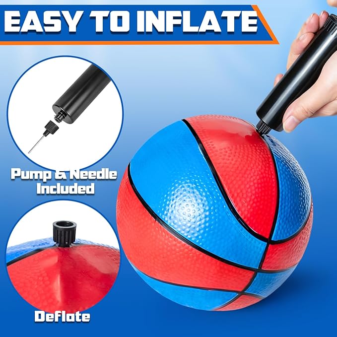 Hymaz 6 Pack Mini Basketballs 7 Inch Size 3 with Pump, Kids Small Basketball Set for Basketball Hoop Party Arcade Games, Water Pool Basketball Sports Toys Gifts for Kids Toddlers Indoor Outdoor Play