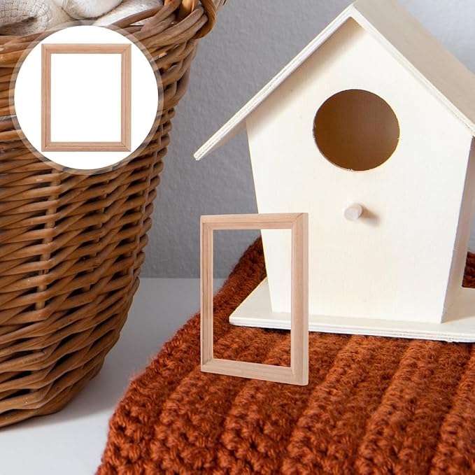 EXCEART 10pcs Mini Photo Frame Model House Decorations for Home Window Decor for Home Furniture Wood Crafts Wooden Dollhouse Miniature Photo Frame Household Products Doll House