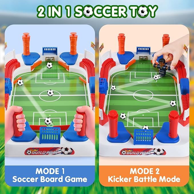 2-in-1 Play Soccer Board Game for Kids, Foosball Figures PK, Foosball Table for Kids 8-12, Soccer Toys for Boys, Tabletop Football Game, Birthday Gifts for 4-10 Years Old