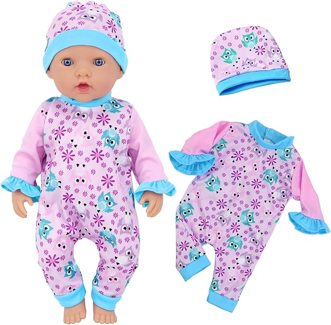 UNICORN ELEMENT 5 Sets Baby Doll Clothes for 14-18 Inch Dolls, 16 Inch Baby Doll Pjs Clothes Outfits and Accessories for New Born Dolls