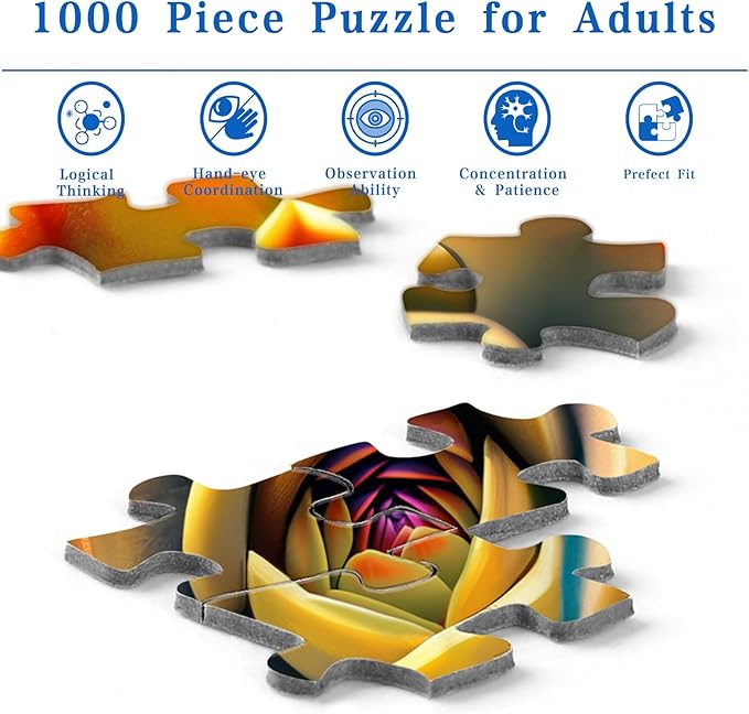 Rocorose 1000 Piece Puzzle for Adults, Colorful Succulents Plants Jigsaw Puzzles Impossible Fun and Challenging Multicolor Nature Puzzles Family Activity Gifts - Thick, Sturdy Pieces