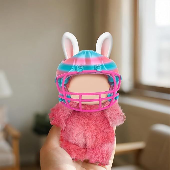 3D Printed Football Helmet Used for Labubu Doll Stuff,Compatible with Labubu Outfit 17cm Doll Clothes and Accessories Designer (Gradient Color, red + Green)