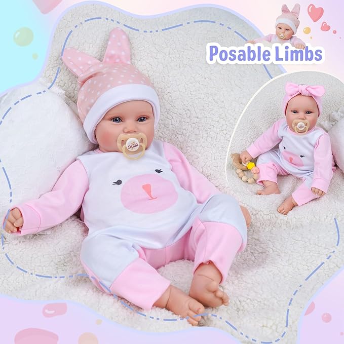 BABESIDE Reborn Baby Dolls, 20Inch Cute Soft Vinyl Realistic-Newborn Baby Doll Poseable Real Life Lifelike Baby Dolls w/Doll Accessories for 3+ Year Old Girls