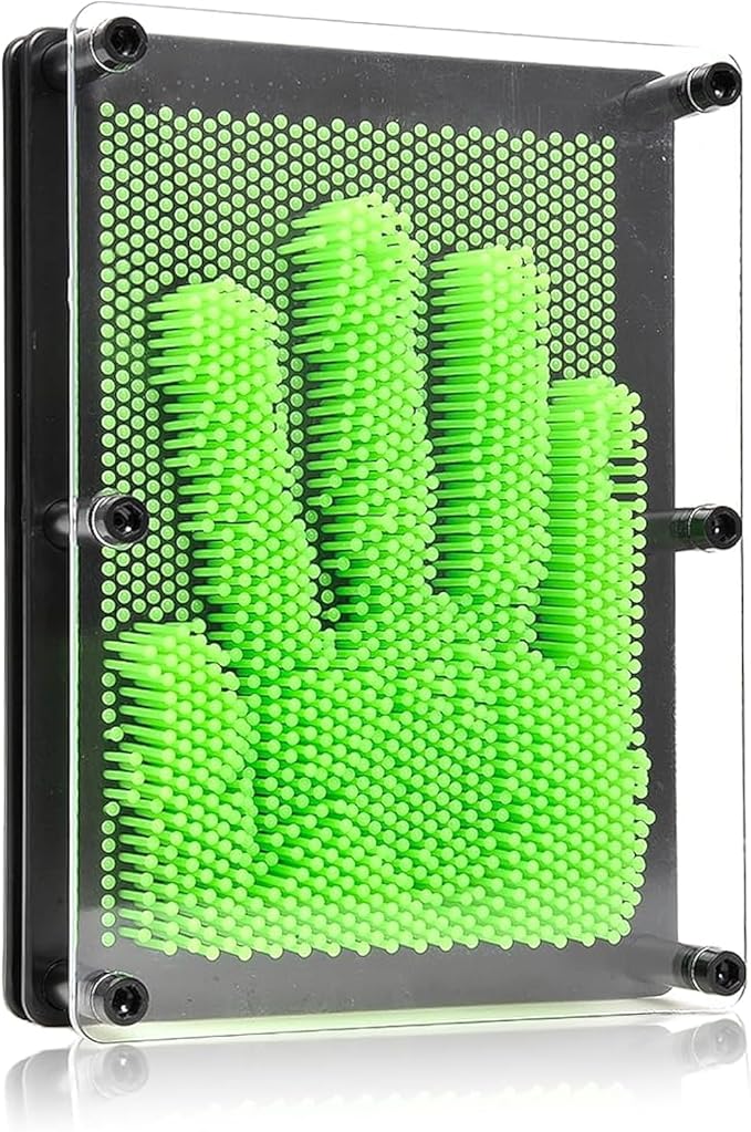 PowerTRC 3D Pin Art Sculpture Pin Impression Toy 8"X6" Hand Mold | Novelty Gifts | Green