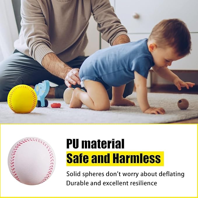 Soft Foam Baseballs - 6 Pcs Training Balls for Kids & Teenagers, Indoor/Outdoor Play (White)