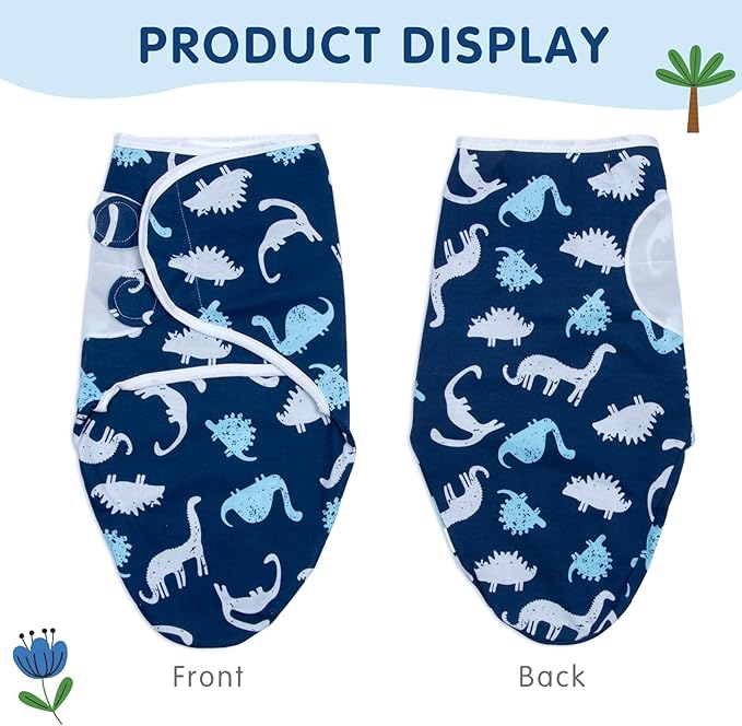 Reborn Baby Doll Clothes Outfit Accessories Swaddle Blanket & Hat 2 Pcs Set with Blue Dinosaur Patterns for 17-22 Inch Reborn Doll Newborn Boy