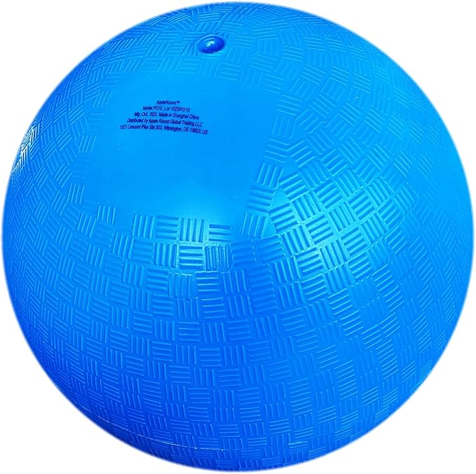 AppleRound 10-inch Dodgeball Playground Balls, Pack of 2 Balls with Pump, Official Size for Dodge Ball, Handball, Camps and Schools, Blue & Rainbow