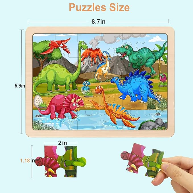 Wooden Puzzles for Kids Ages 4-6, 24 Piece Animals Puzzles for Toddlers,Jigsaw Puzzles for Kids Ages 3-5, Preschool Educational Puzzles Board Toys Gifts for Boys and Girls 3 4 5 6 Years Old
