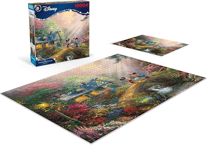 Ceaco - Thomas Kinkade - Disney - Mickey & Minnie Sweetheart Bridge - 1000 Piece Jigsaw Puzzle