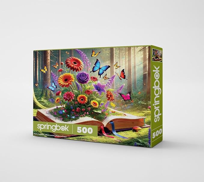 Springbok Books Brought to Life 500 Piece Jigsaw Puzzle for Adults - Book and Flower Puzzle - Unique Cut Pieces - Made in USA
