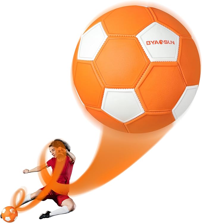 Curve Soccer Ball Size 4, Swerve Soft Balls for Outdoor and Indoor,Size 4 Soccer Ball for Boys and Girls
