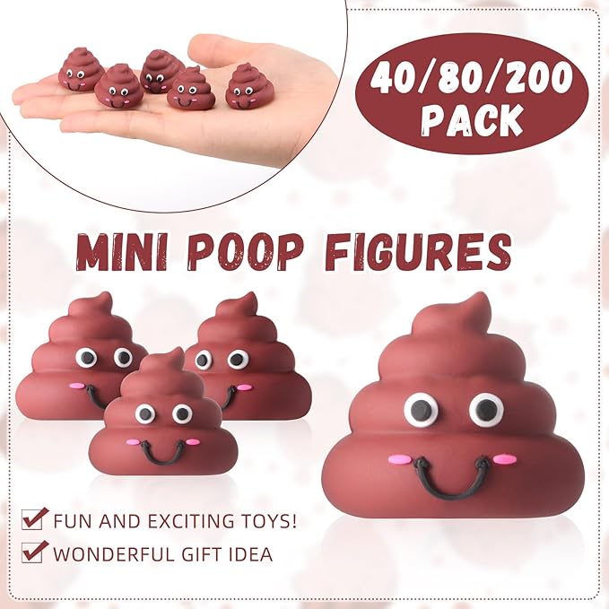 200 Pcs Mini Poop Figurine Tiny Statue Small Poop Figures Toys Fake Classic Brown Toys for Gift Bag Fillers Halloween Egg Fillers Prank Hide and Seek Props Party Supplies Gifts