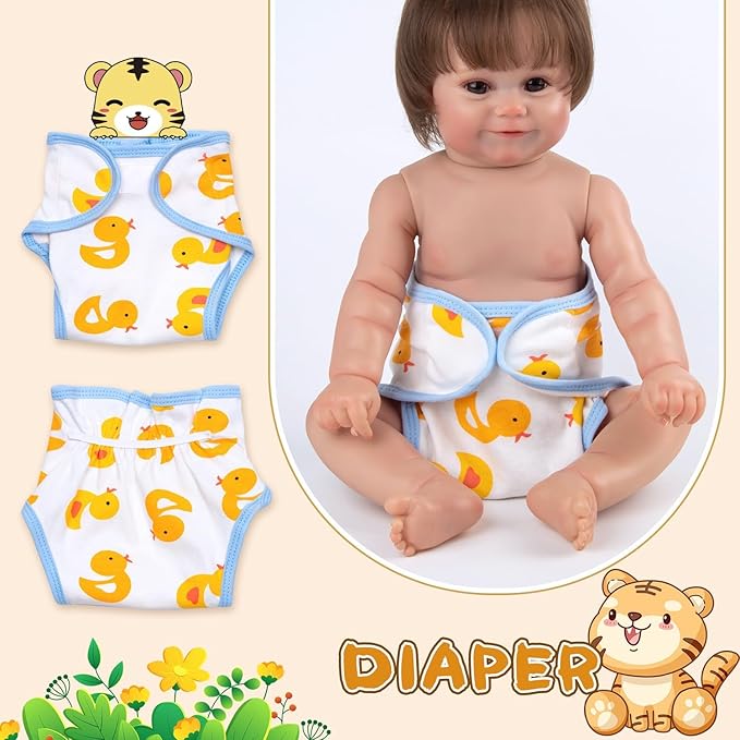 9 PCS Reborn Baby Doll Clothes Tiger Outfit Accessories for 20-22 Inch Reborn Dolls Newborn Baby Clothing Set with Backpack