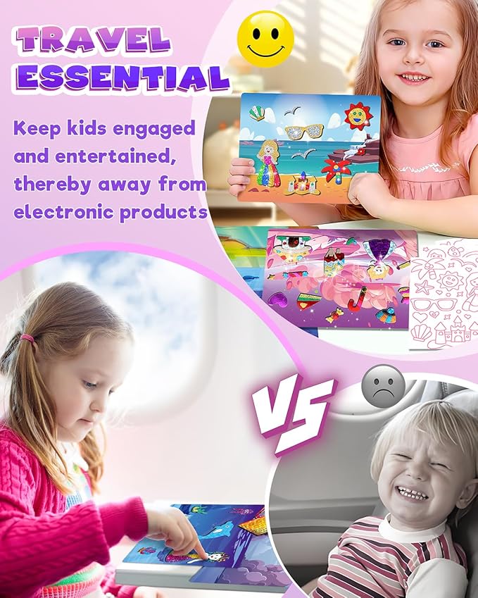 Baobrava Foil Art Fun Kit for Kids, Craft Kits Supplies, No Mess Princess DIY Creative Activity, Travel Toys, Party Favors, Easter Gifts for Girls Ages 4, 5, 6, 7, 8, 9